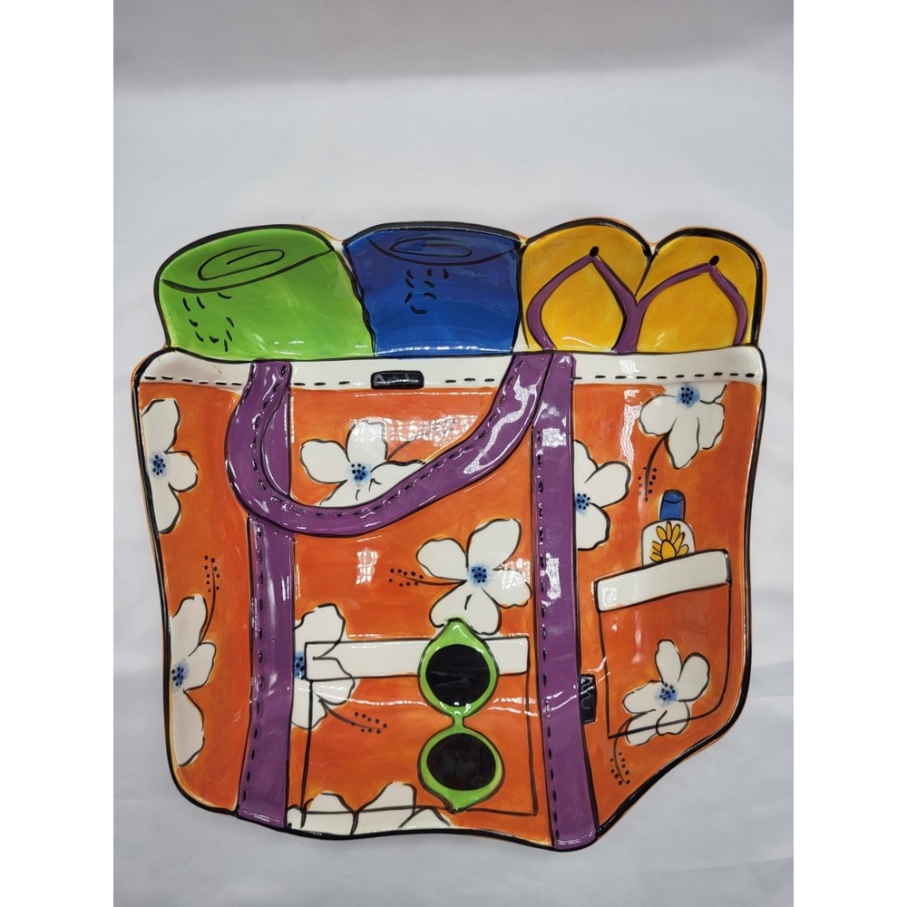 Clay Art Summer Fun Tote Serving Dish